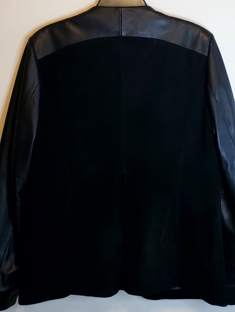 PRESTON & YORK Sz L Women's Black Lambskin & Suede Leather Zip Jacket - Picture 8 of 10